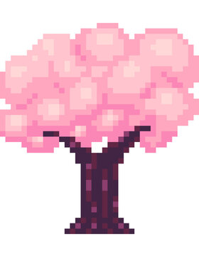 pixel art of cherry blossom tree