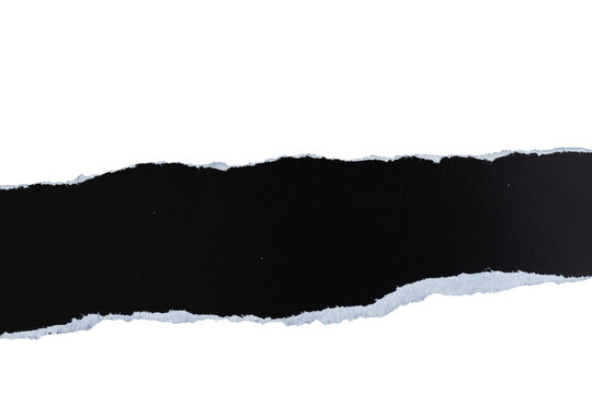 piece of blank black paper texture background torn and ripped on transparent background. document frame design