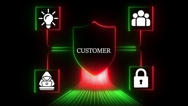 Customer data protection and cybersecurity concept with digital shield