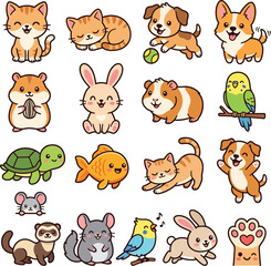 Obraz premium Colorful cartoon animals in playful and cute illustrated style