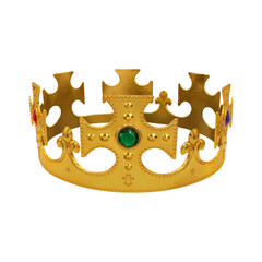 Ornate Gold Crown with Gemstone on Transparent Background PNG © Nofi