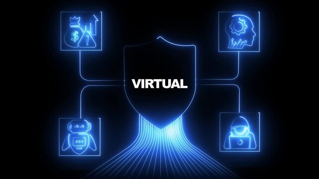 Virtual cybersecurity shield concept with digital for data protection and network security