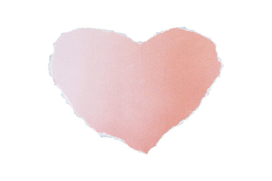 piece of blank gradient pink shape heart paper texture background torn and ripped on transparent background. document frame design