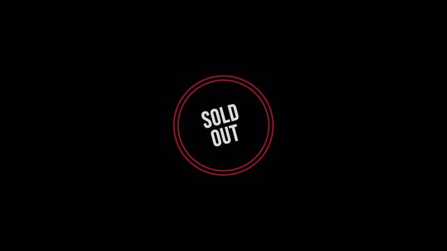 Sold out stamp animation ,Sold out label for e-commerce, retail, product labels, sale tags, or shopping UI with alpha channel in 4K animation. sold out sign on transparent background.