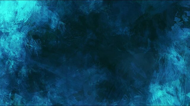 Freezing Icy Cyan And Deep Indigo Abstract Grunge Background Featuring Random Brush Strokes For Winter And Deep Sea Video Content