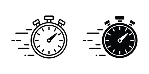Fototapeta premium Time fast icon set illustrating rapid time progression, speed indicators, urgent deadlines, quick scheduling, accelerated workflow, business productivity, and efficient task management. 