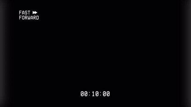 4K VHS fast forward overlay with retro tape display, playback indicators, and timer. with alpha channel 4K