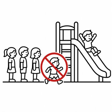 遊具の順番を守る学校ルールピクトグラム