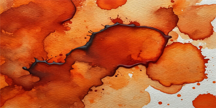 Orange brown watercolor splash stain splatter abstract background texture template wallpaper presentation vector illustration design