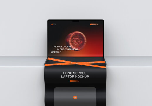 Long Scroll Laptop Screen Mockup Template