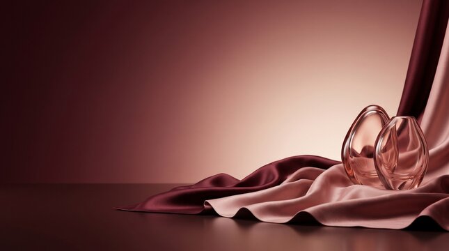 Luxury Blush Silk and Translucent Glass Composition for Valentine Advertising