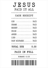 Naklejka premium Jesus Paid It All Christian Faith Cash Receipt Typography Design
