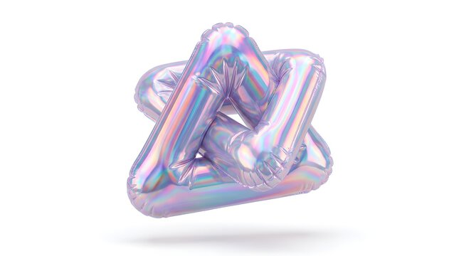 3D inflatable Penrose triangle illusion floating in mid-air with vibrant gradient colors