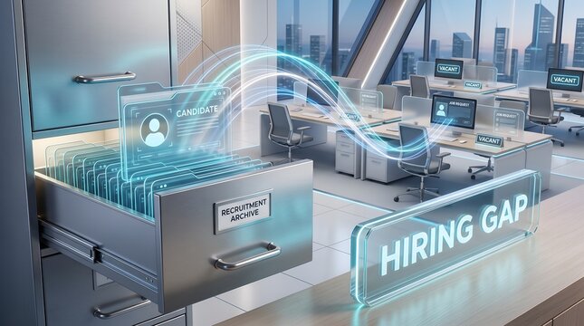Corporate talent sourcing and digital workforce management addressing severe hiring gap in modern enterprise office