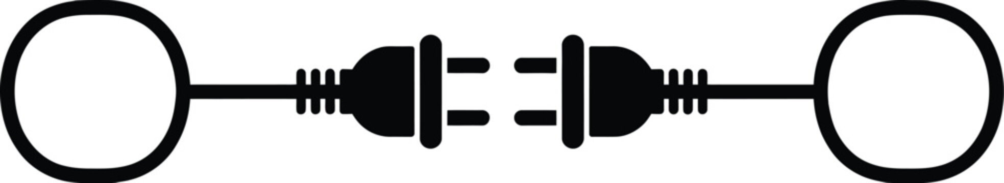 Electric Plug and Outlet Socket Doodle vector illustration featuring unplugged cable disconnected power connection 404 error electricity and hand drawn energy symbols