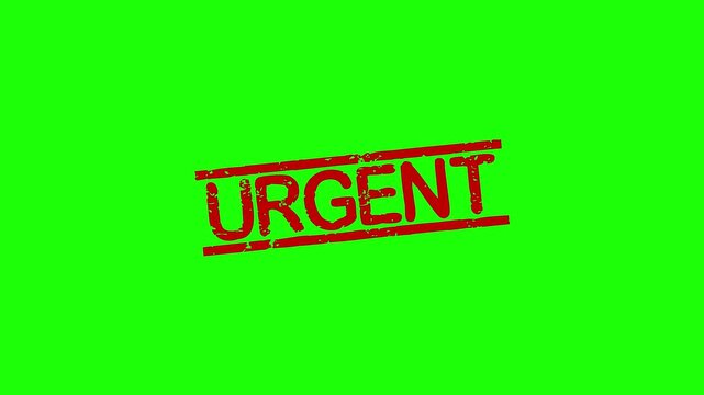 Urgent rubber stamp animation. Urgent Stamp textured bold text motion. Up to down stamp zooming and hit effect 4k video.