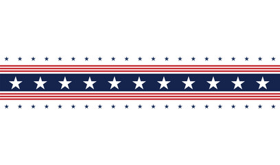Fototapeta premium Patriotic border with red and white stripes and blue stripe with stars vector