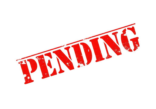 Red pending stamp on a clean document surface isolated on transparent background