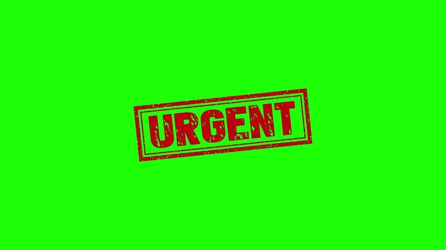 Urgent rubber stamp animation. Urgent Stamp textured bold text motion. Up to down stamp zooming and hit effect 4k video.