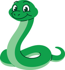 Naklejka premium Cute cartoon green snake vector on white background.