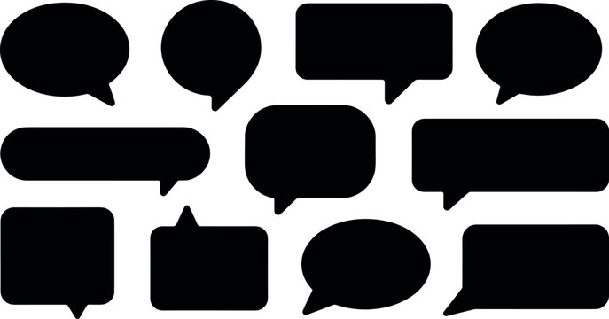 Speech Bubble Vector Icons Set Black Chat Balloons for Communication and Messaging Concepts