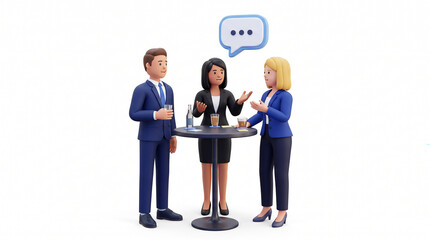 Fototapeta premium 3D cartoon business people having a conversation around a table