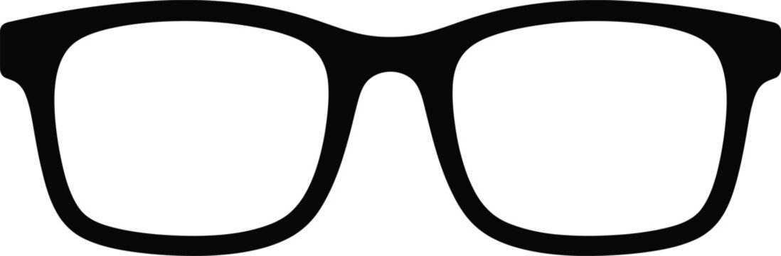 Retro black glasses vector icon, classic thick frame eyeglasses, geek style eyewear