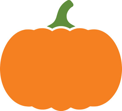 Orange pumpkin vector icon, simple autumn squash illustration, 