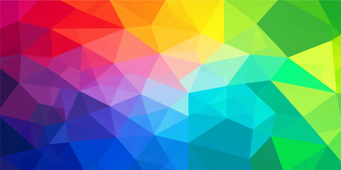 Fototapeta premium Abstract vivid rainbow spectrum low poly geometric triangle background vector illustration for modern creative web header