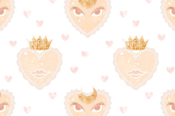 Naklejka premium Aesthetic heart png pattern, transparent background, cute pastel design