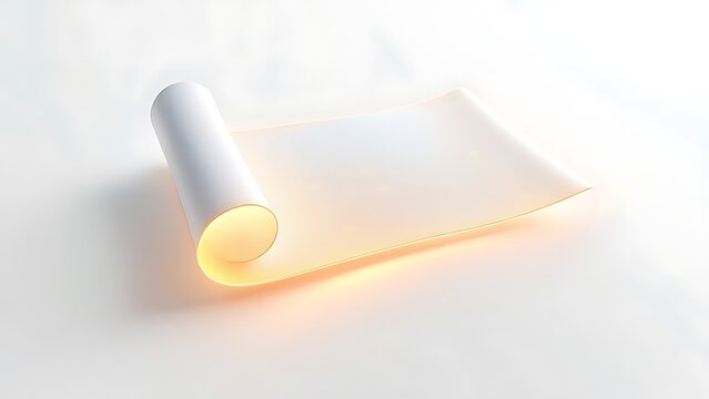 White rolled foam mat product on clean studio background with material