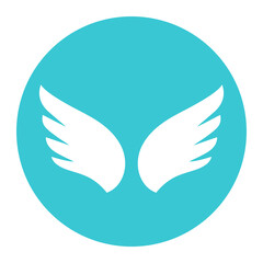 Fototapeta premium Blue wings png icon sticker, flat graphic on transparent background