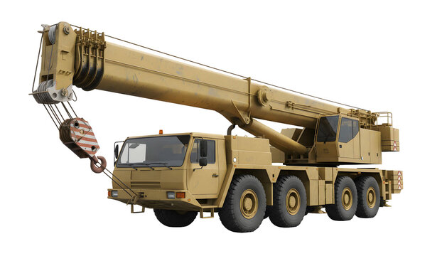 Mobile Hydraulic Construction Crane Isolated on transparent Background