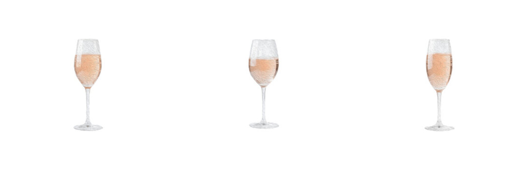 Ros&eacute; Wine Glass Set Pink Champagne Flute Glassware Celebration Toast Clipart Graphic Cutout Isolated Transparent Background PNG Design Elements