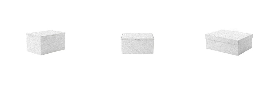 White Storage Box Set Rectangular Cardboard Box Blank Shoebox Container Clipart Graphic Cutout Isolated Transparent Background PNG Design Elements