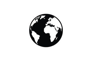 Black silhouette of earth globe against a white background © FAS