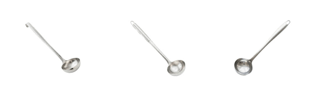 Stainless Steel Soup Ladle Set Metal Kitchen Serving Spoon Cooking Utensil Metallic Sauce Dipper Isolated Transparent PNG Clipart Graphic For Restaurant Culinary Design