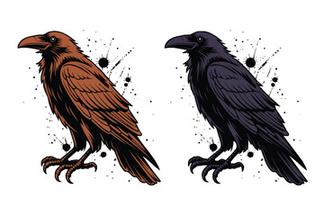 Naklejka premium Mechanical Raven vector illustration isolated on white background