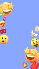 Fototapeta premium Shopaholic emoticons phone wallpaper, shopping background