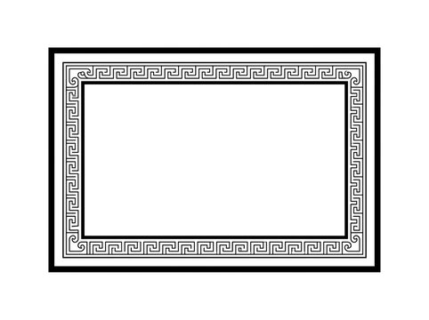 Greek key border frame design with black and white pattern