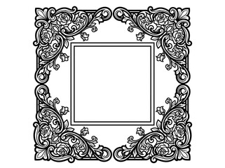 Fototapeta premium Elegant ornate frame border with intricate floral and scroll design