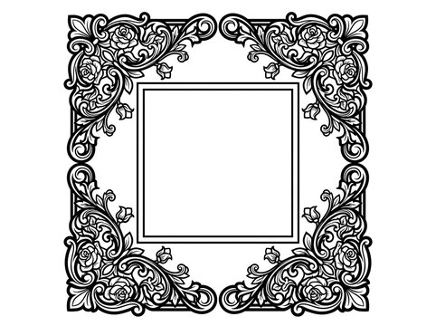 Elegant ornate frame border with intricate floral and scroll design
