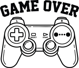 Arcade game over typography arched text logo with classic console gamepad controller graphic layout vector illustration design © MSTRAZINA