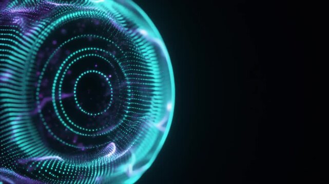 Luminous spherical core emits concentric energy pulses