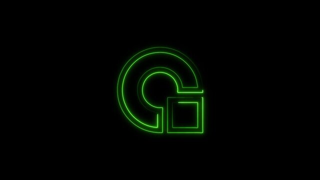 Bright green Neon Abstract Letter G or Logo Shape Animation. Futuristic Tech Identity Reveal Loop. Minimalist Glowing Background Element.
