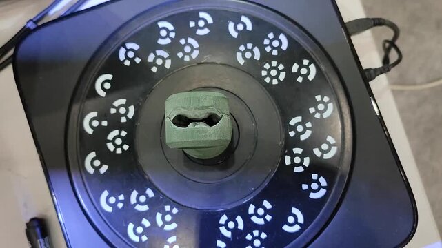 3D Scanning of object. Three-dimensional scanner with blue laser volumetric scanning surface of object for prototyping. Science accuracy. High precision new innovation modern technology equipment.