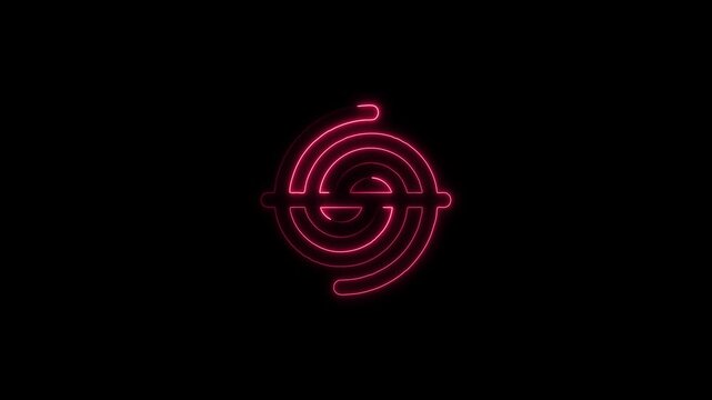 Neon red circular loading spinner animation, glowing abstract tech interface digital progress indicator for ui