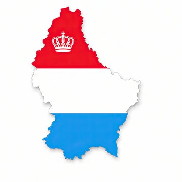 Map of Luxembourg with national flag isolated on a white background