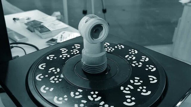3D Scanning of object. Three-dimensional scanner with blue laser volumetric scanning surface of object for prototyping. Science accuracy. High precision new innovation modern technology equipment.