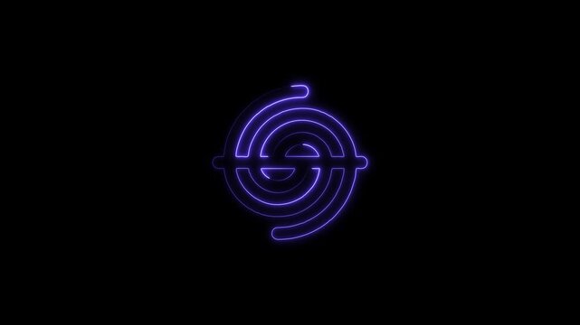Neon bule circular loading spinner animation, glowing abstract tech interface digital progress indicator for ui
